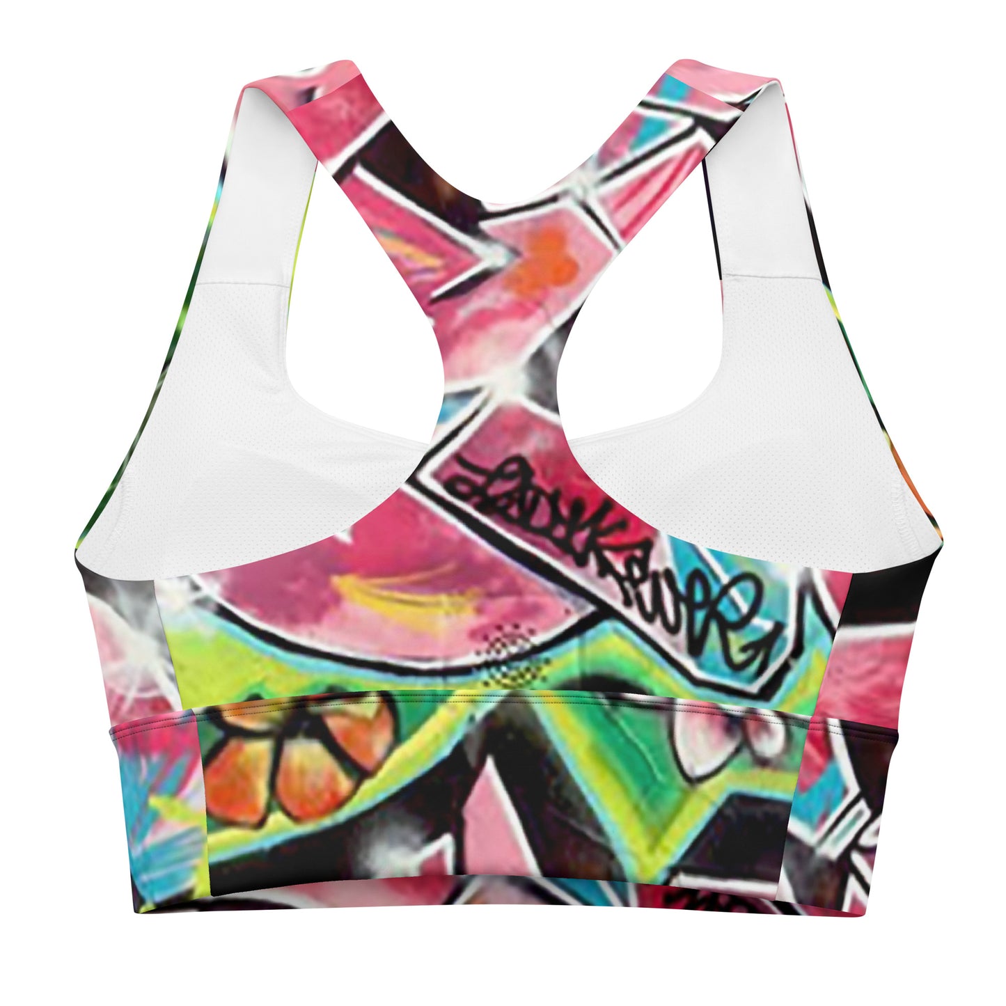 Longline sports bra - Hot Pink Graffiti