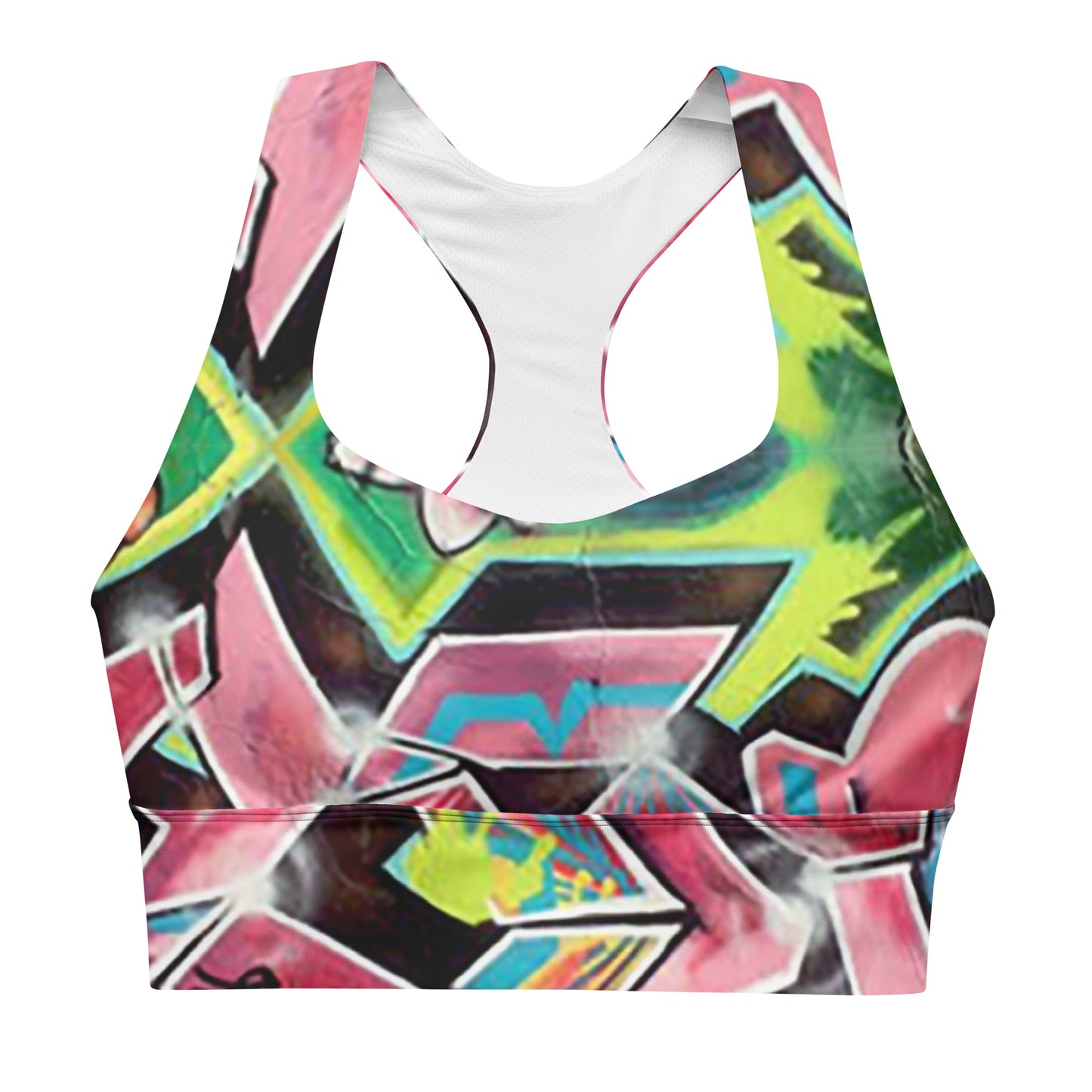 Longline sports bra - Hot Pink Graffiti