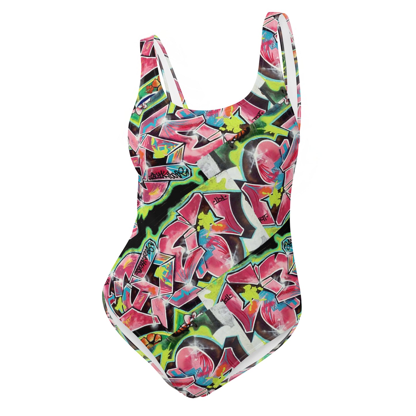 One-Piece Swimsuit - Hot Pink Graffiti