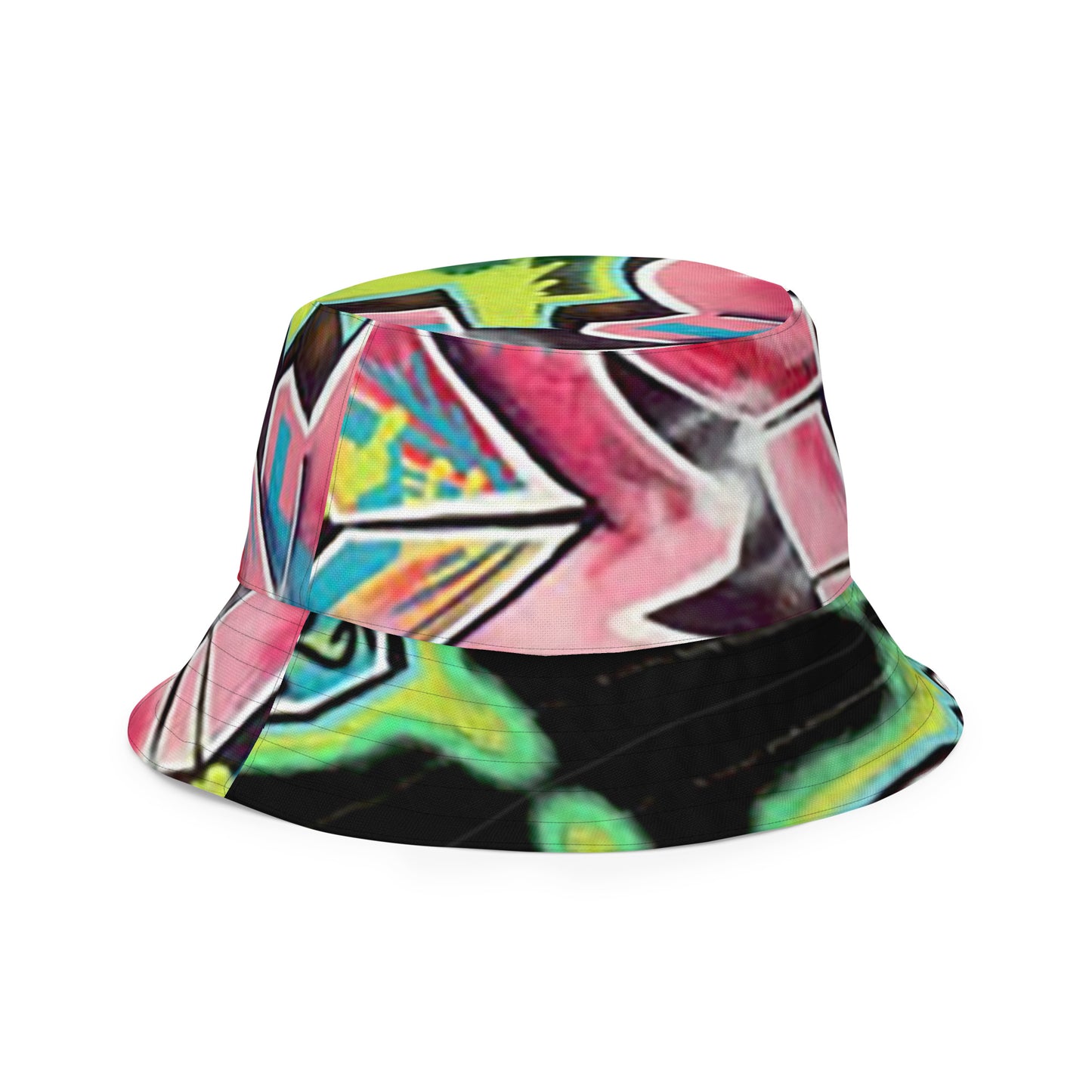 Reversible bucket hat- Hot Pink Graffiti