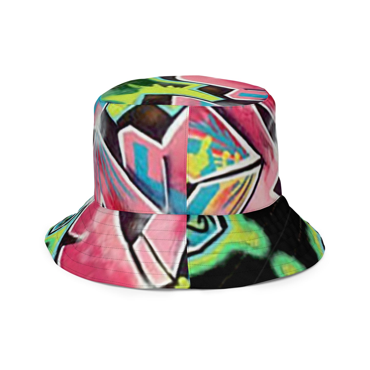 Reversible bucket hat- Hot Pink Graffiti