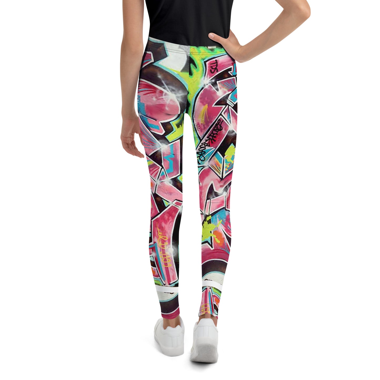 Youth Leggings- Hot Pink Graffiti