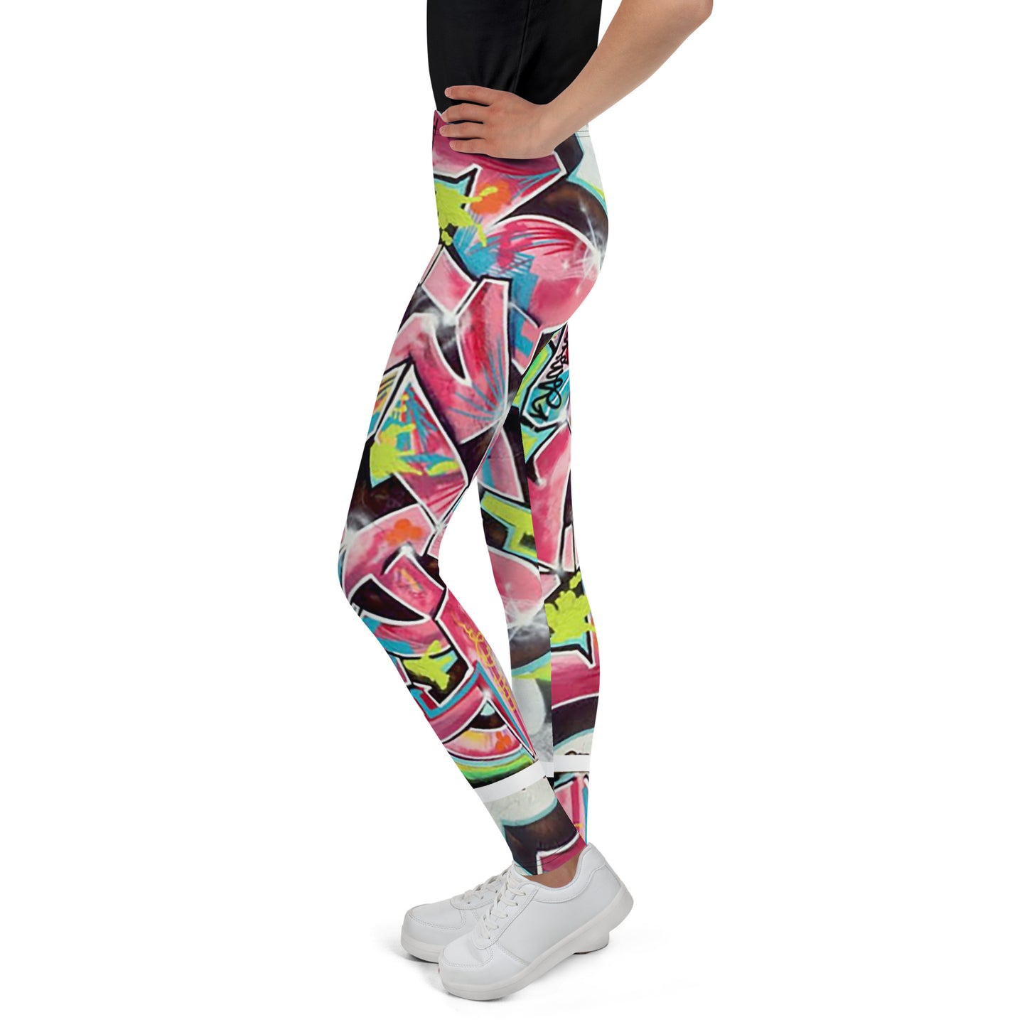 Youth Leggings- Hot Pink Graffiti