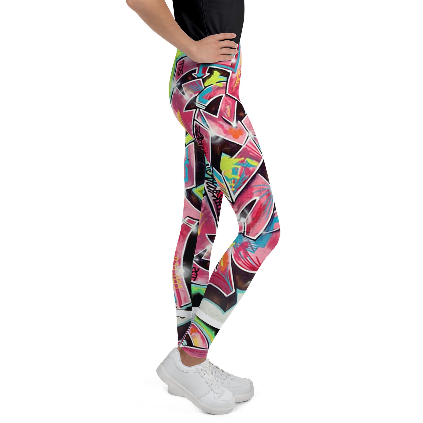 Youth Leggings- Hot Pink Graffiti