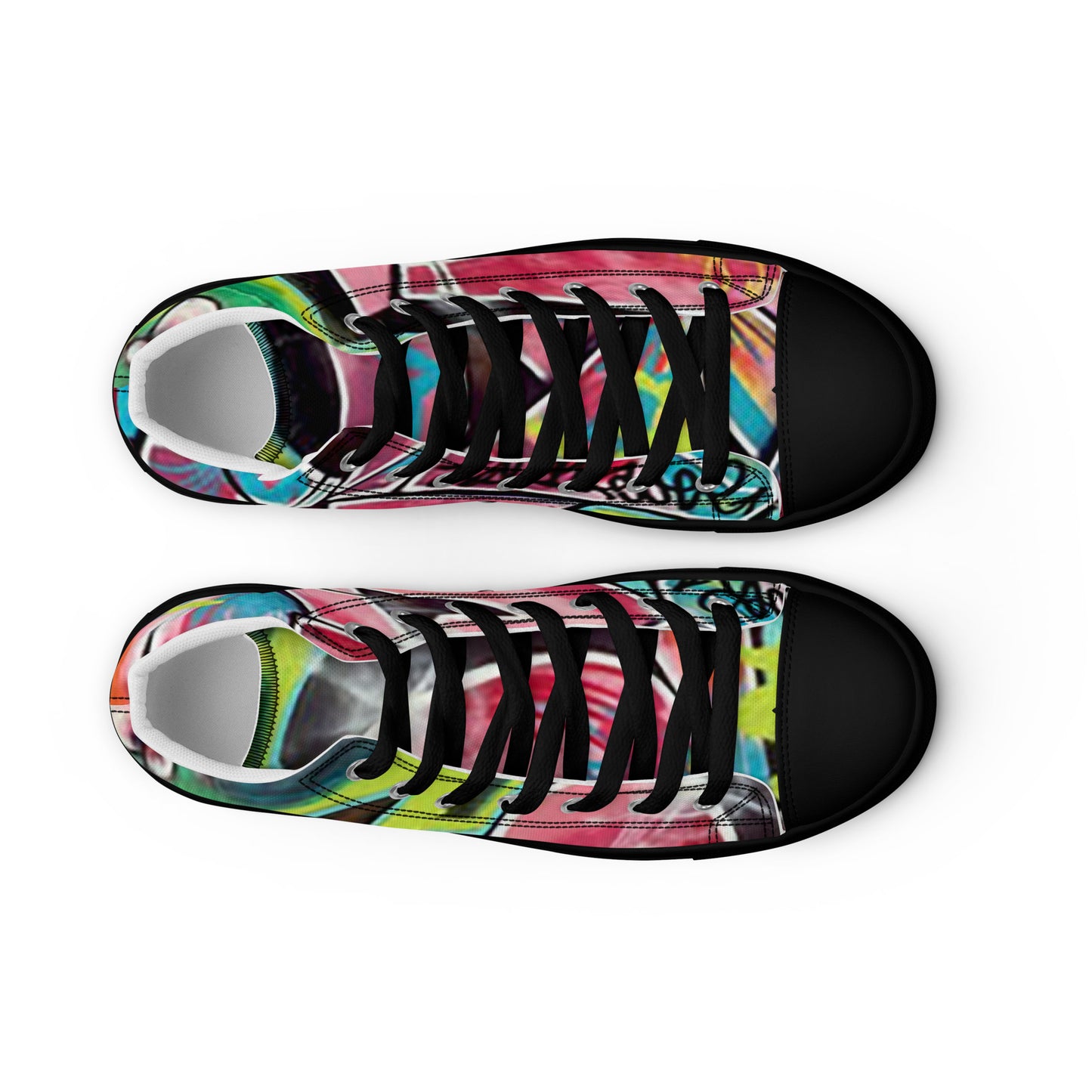 Women’s High Top Canvas Sneakers - Hot Pink Graffiti