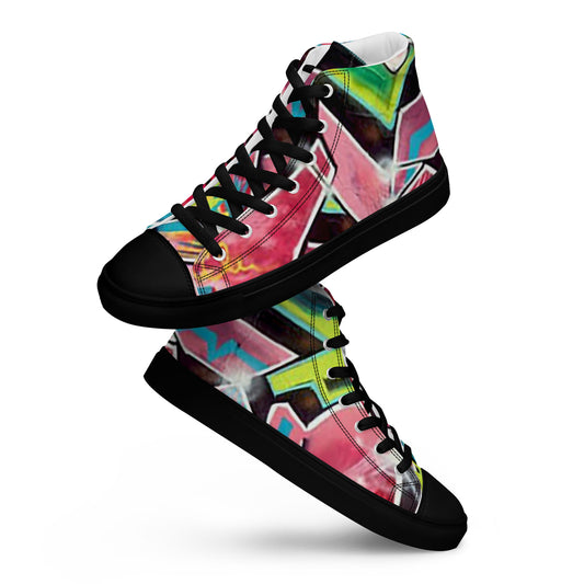 Women’s High Top Canvas Sneakers - Hot Pink Graffiti