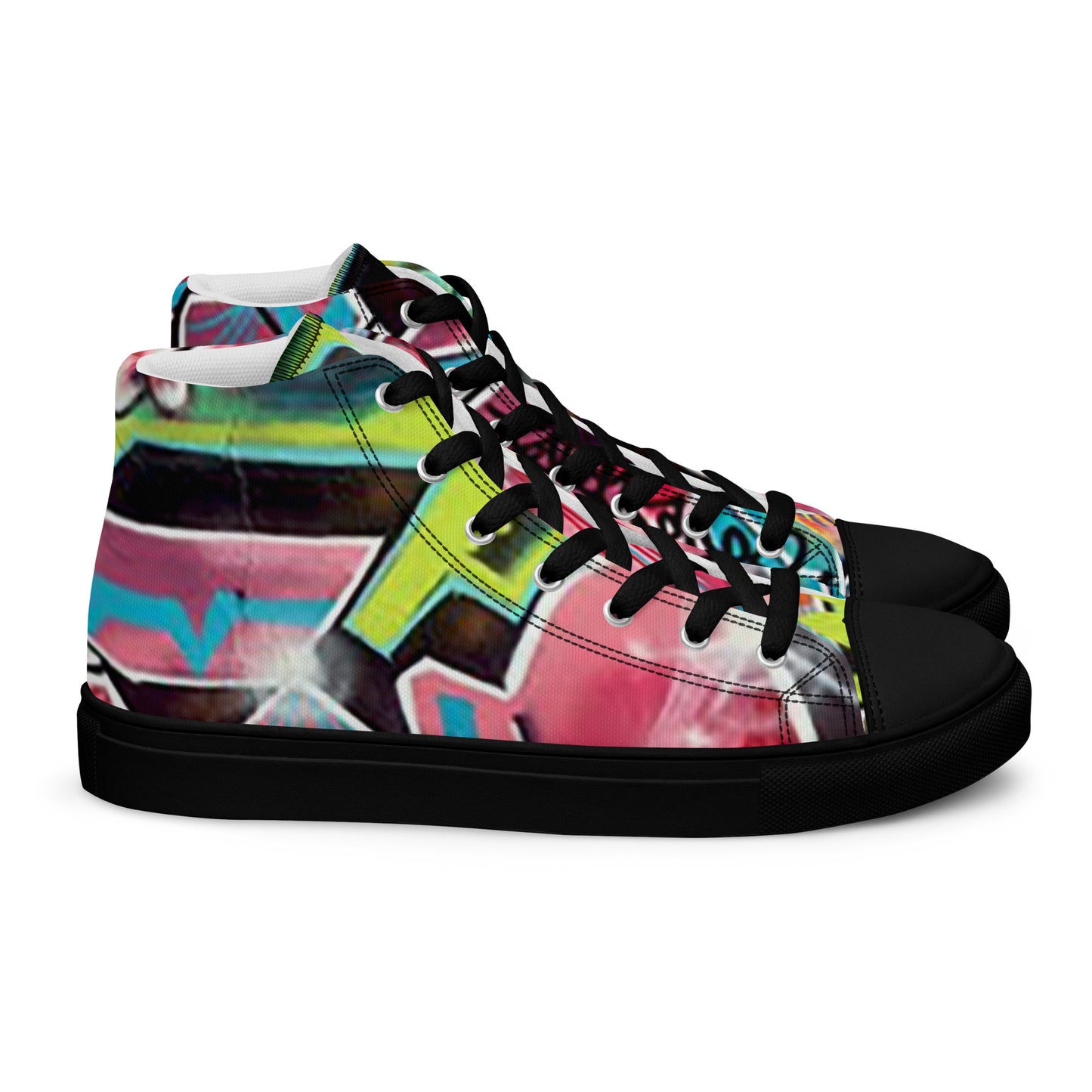 Women’s High Top Canvas Sneakers - Hot Pink Graffiti