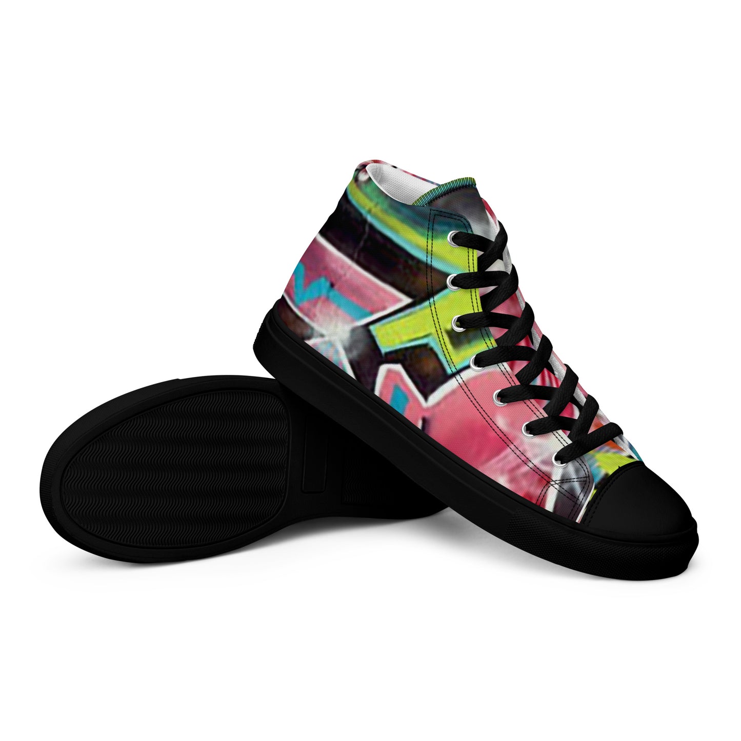 Women’s High Top Canvas Sneakers - Hot Pink Graffiti