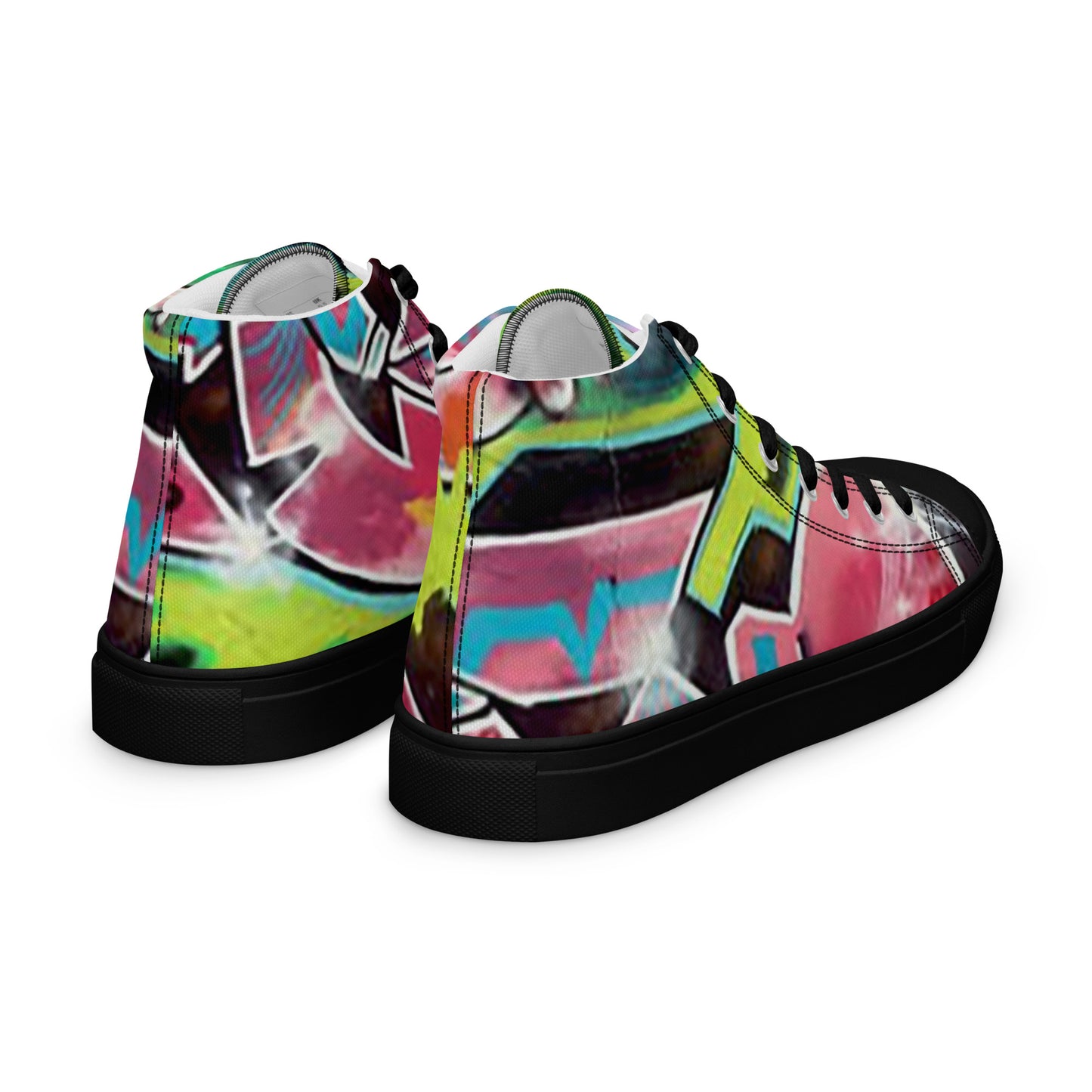 Women’s High Top Canvas Sneakers - Hot Pink Graffiti