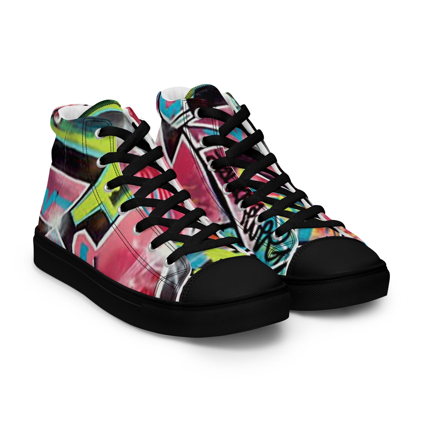 Women’s High Top Canvas Sneakers - Hot Pink Graffiti