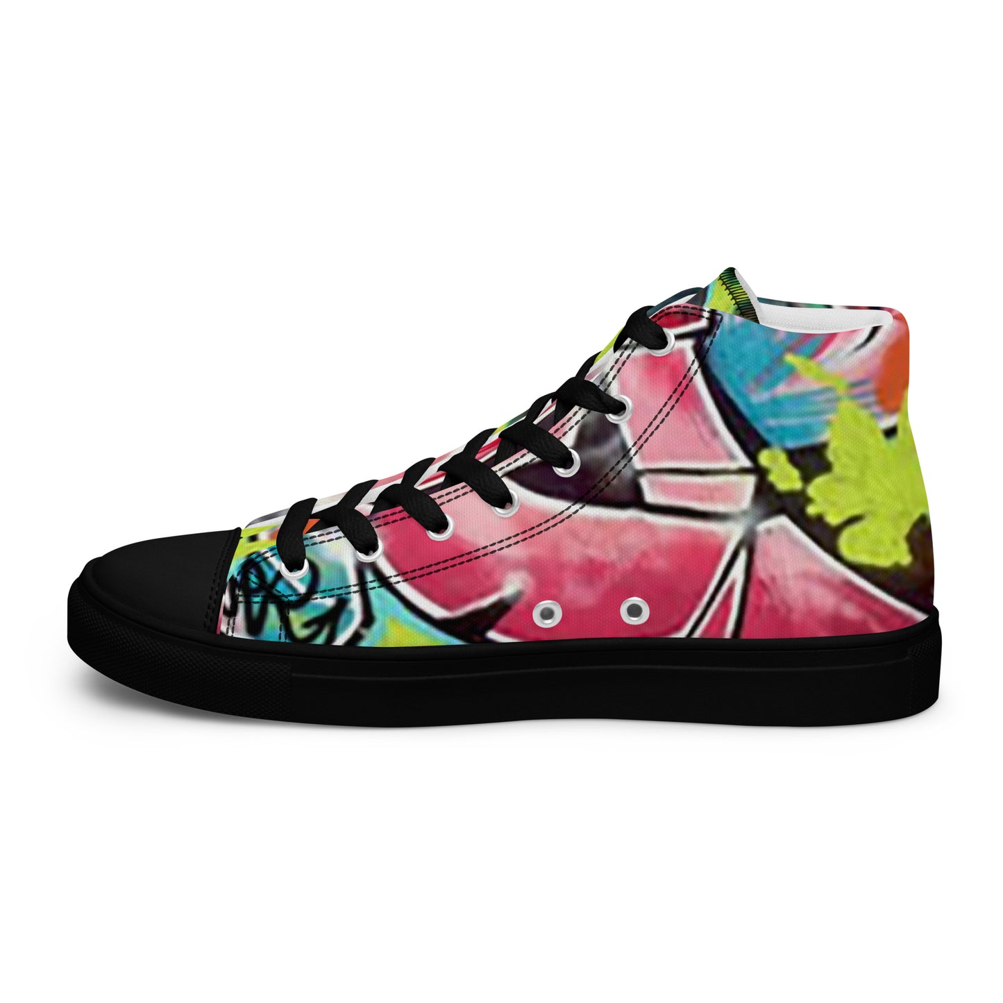 Women’s High Top Canvas Sneakers - Hot Pink Graffiti